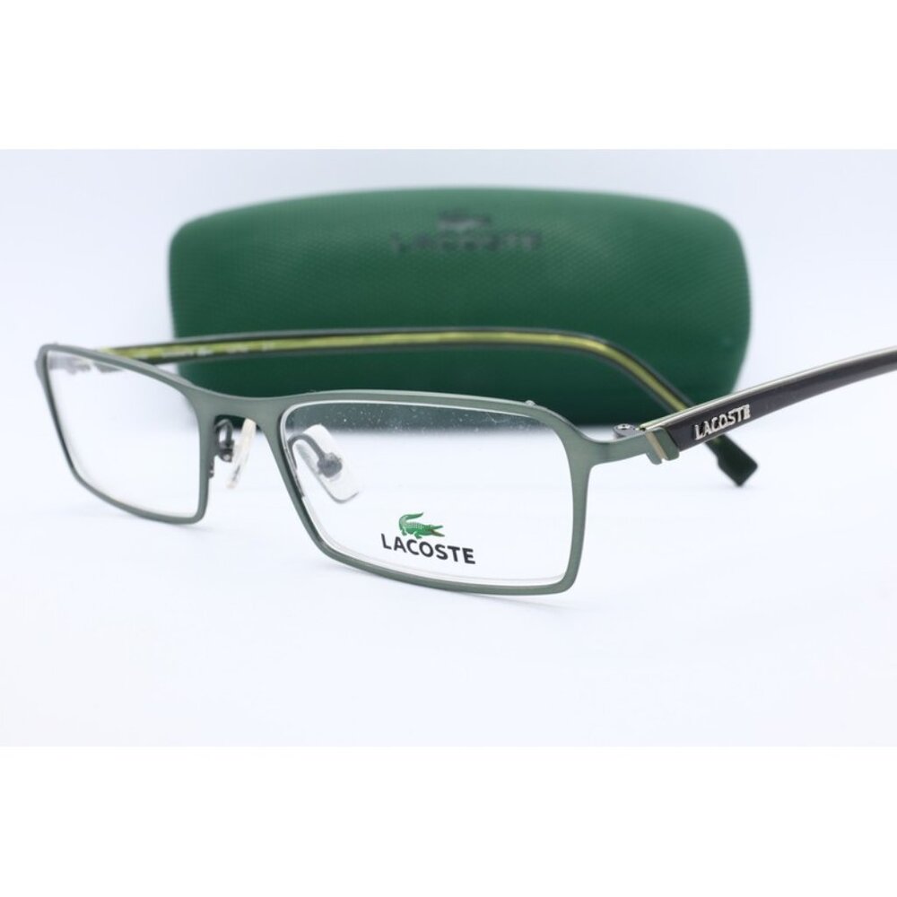 Lacoste L2132 317 Gray Rectangle Eyeglasses Clear Lenses 51mm